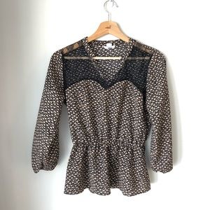 Bar III Black Patterned Top with lace